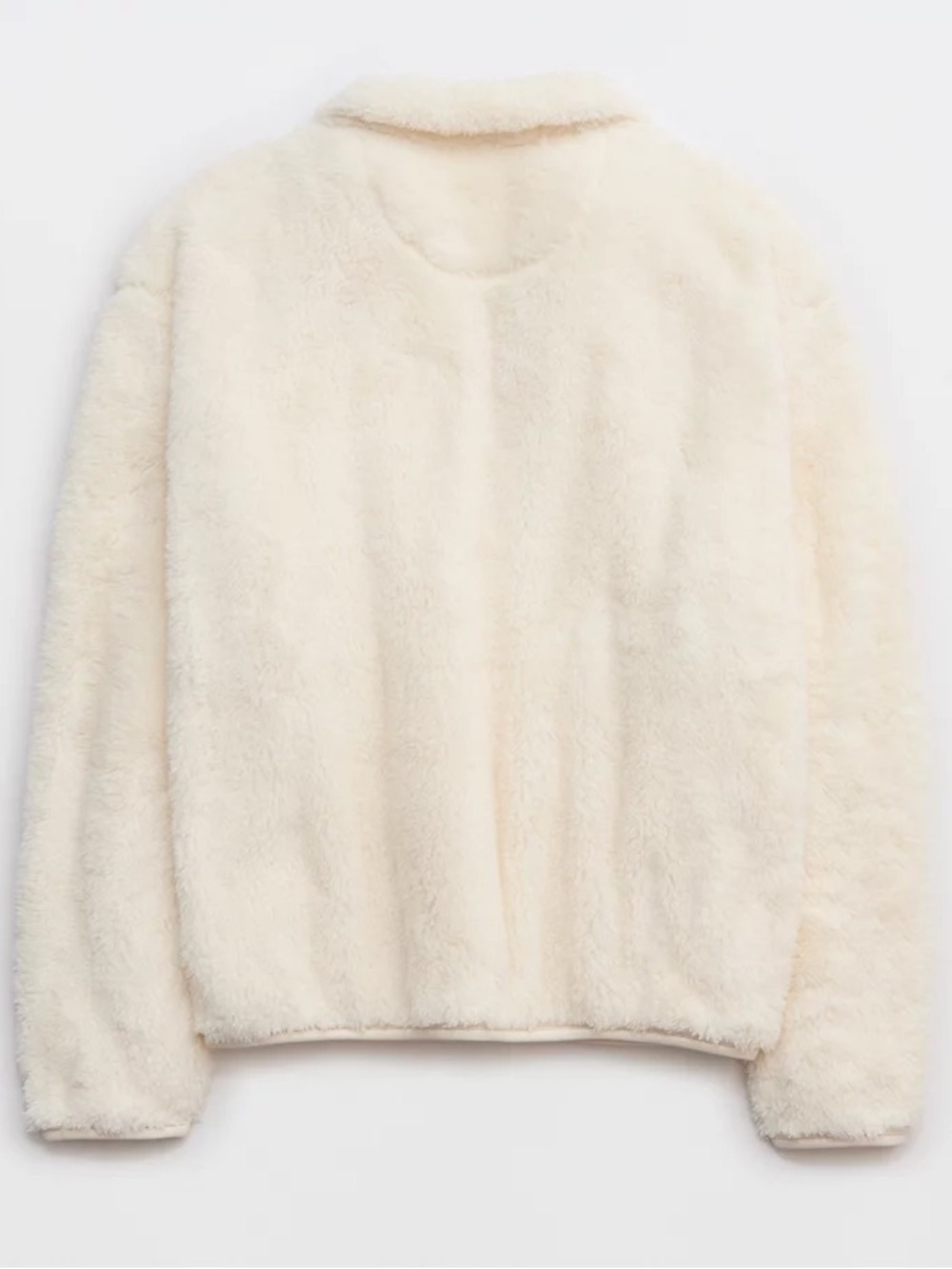 Aerie fluffy Sherpa Cozy quarter Zip Faux Fur Pullover Jacket toasted coconut xl - Picture 3 of 5